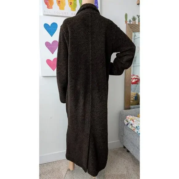 stephanie andrews sherpa teddy fleece maxi coat vintage medium - Picture 3 of 8